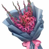 Festive bouquet of pink gladiolus
