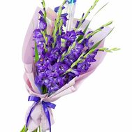 Blue gladiolus in a bouquet