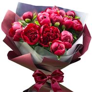 15 burgundy peonies