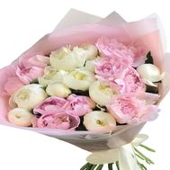 25 pink and white peonies