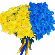 Bouquet with chrysanthemum Flag of Ukraine