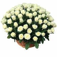 A basket of 101 white roses