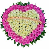 Basket of roses in the form of a heart