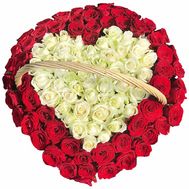 A heart of roses in a basket