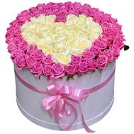 Heart of pink and white roses