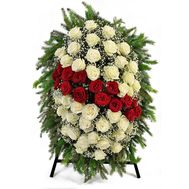 Funeral wreath on a tripod