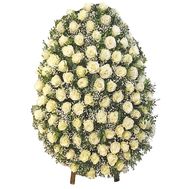 Funeral wreath of fresh flowers and greenery