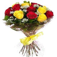 17 red and yellow roses