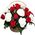 Red and white roses in a basket