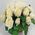 Basket of white roses with greens - view 2