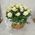Basket of white roses with greens - view 4