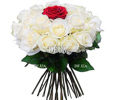 24 white roses and 1 red