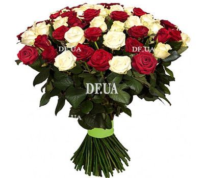 Bouquet of white and red roses