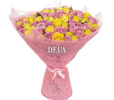Bouquet of 75 roses of pink and yellow