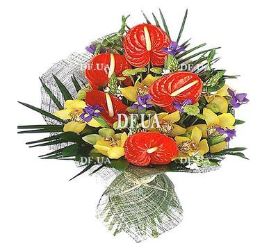Round male bouquet with anthurium