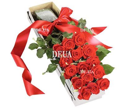 21 roses in a long box