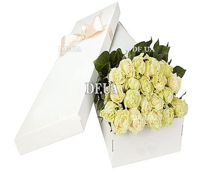 White roses in a long box