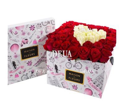 Red white roses in a box