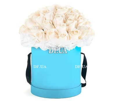 Large round box with white roses