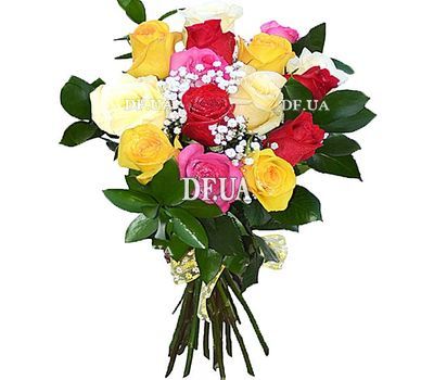 Bouquet of 17 multi-colored imported roses