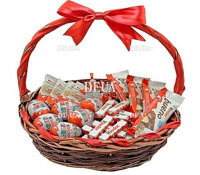 Basket with chocolate kinder