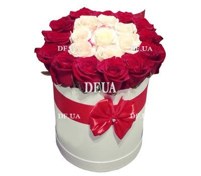 A beautiful box of white and red roses