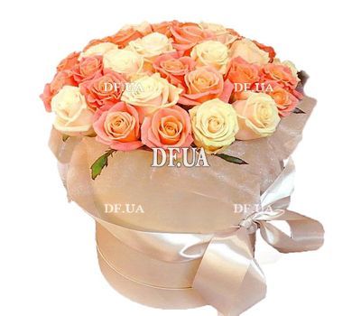 Beautiful box of white and peach roses