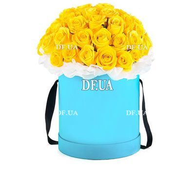 Beautiful yellow roses in a box