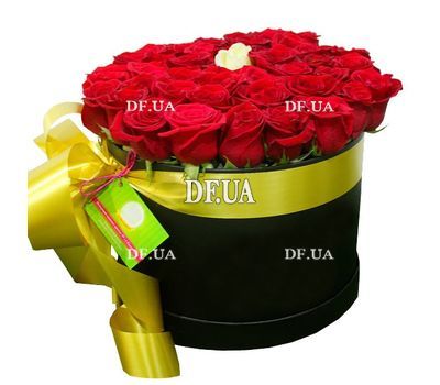 Red roses and inside white in a box