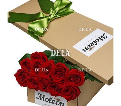 Red roses in a long box