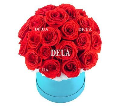 Red roses in a round box