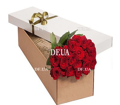 Red roses in a rectangular box