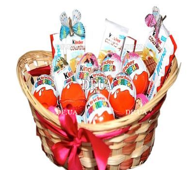 A set of sweets kinder in the basket