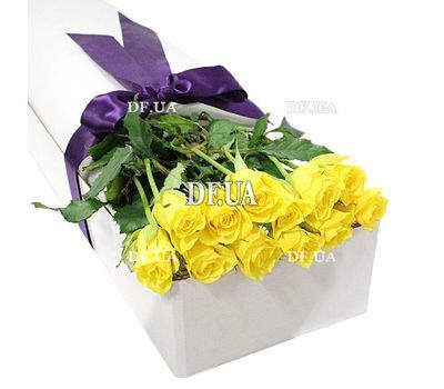 Yellow roses in a box long