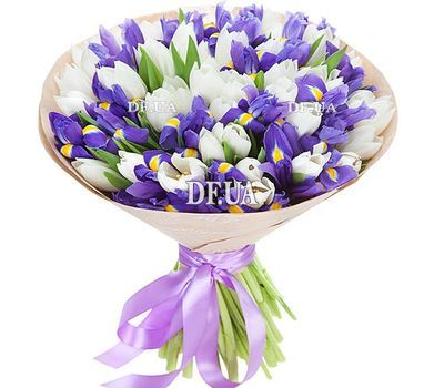 Bouquet 101 tulips with irises