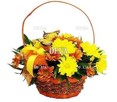 Composition of flowers in the basket