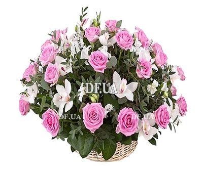 Basket of flowers for the anniversary of the woman