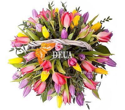 Basket with tulips