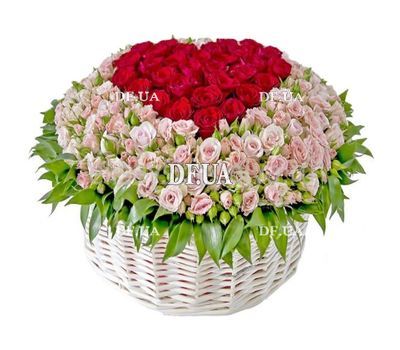 Original basket of flowers from bush and common roses