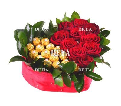 Heart of roses and chocolates