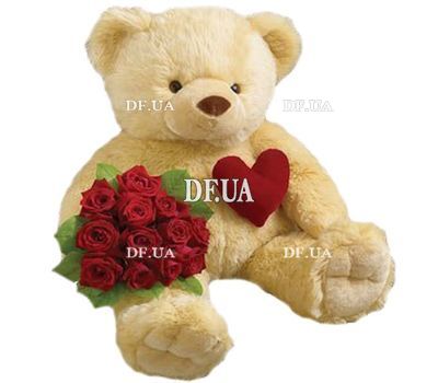 Bouquet of roses and a bear