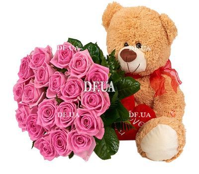 Bear with roses