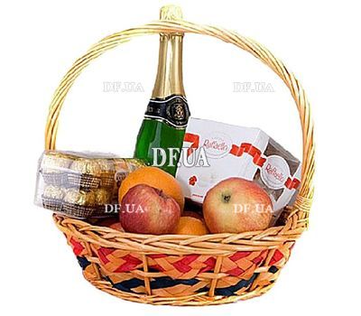 Подарункова корзина з шампанським і фруктами