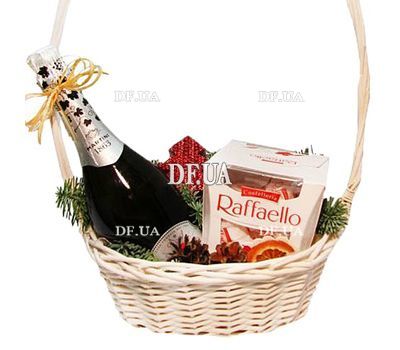 Gift basket of champagne and sweets