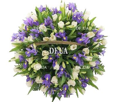 Tulips and irises in the basket