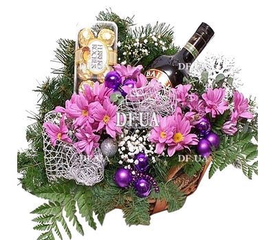 Flowers and bailis in the basket for the New Year