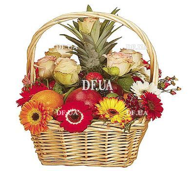 Fruit basket with flowers