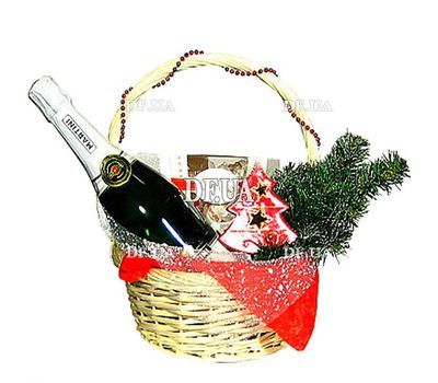 New Year`s basket with champagne Asti Martini