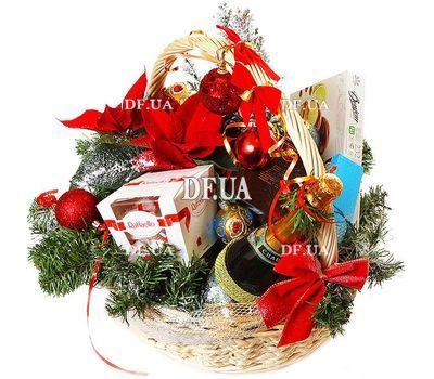 New Year`s gift basket with sweets