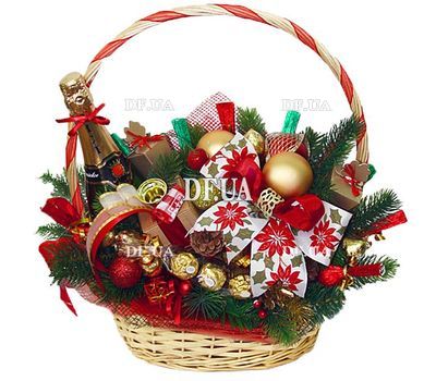 Gift basket with champagne for the New Year